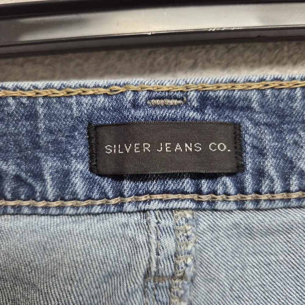 Silver Jeans Mens 36x29 Blue Eddie Relaxed Straight Stretch Denim Distressed